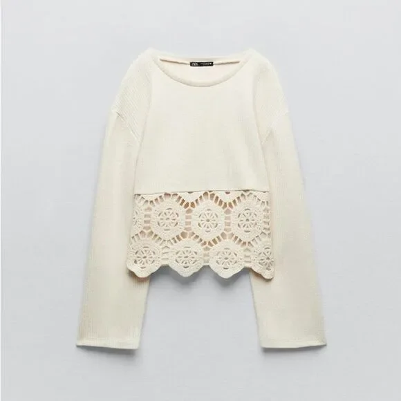 Zara Crochet Knit Co-Ord Set Skirt Top New - Picture 8 of 9